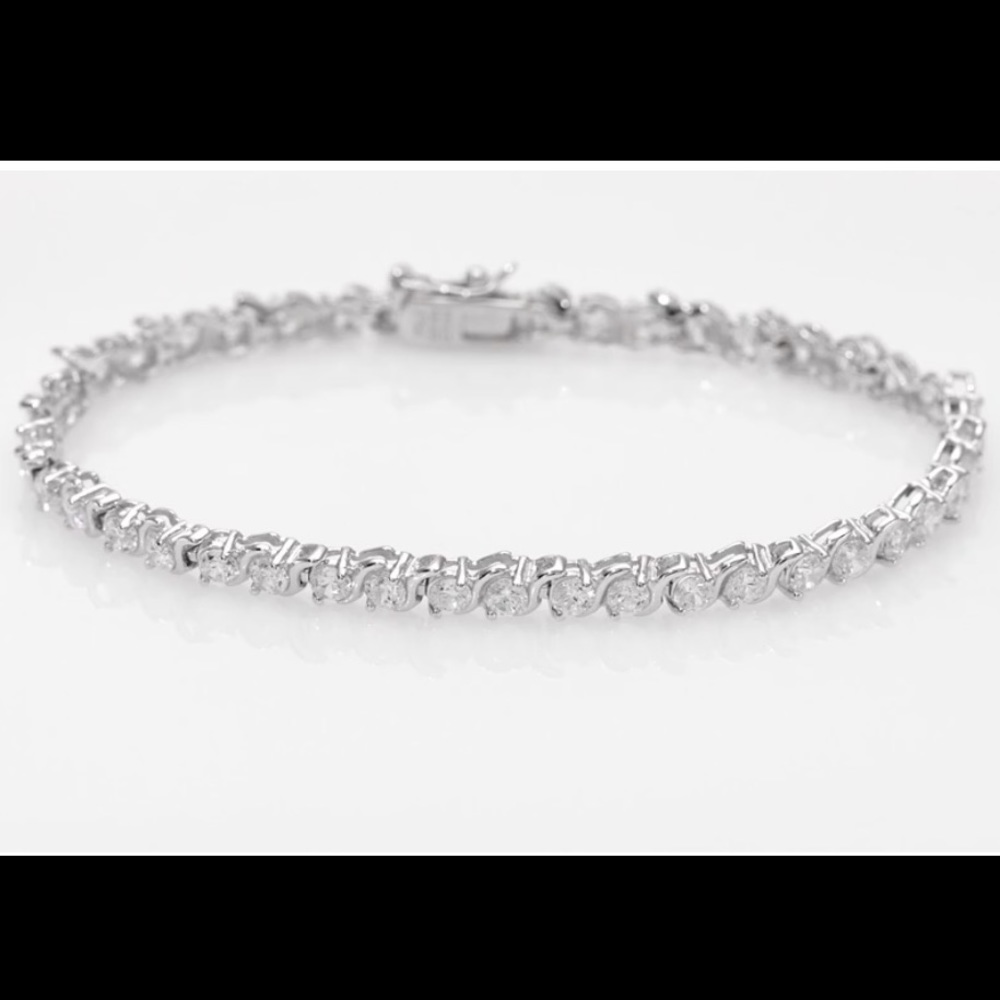 Lab-Created White Sapphire Tennis Bracelet in Sterling Silver - 7.25"